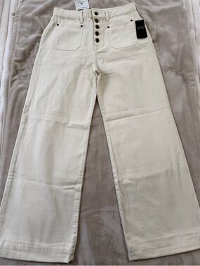 Ralph Lauren Off-White Wide-Leg Button-Fly Jeans